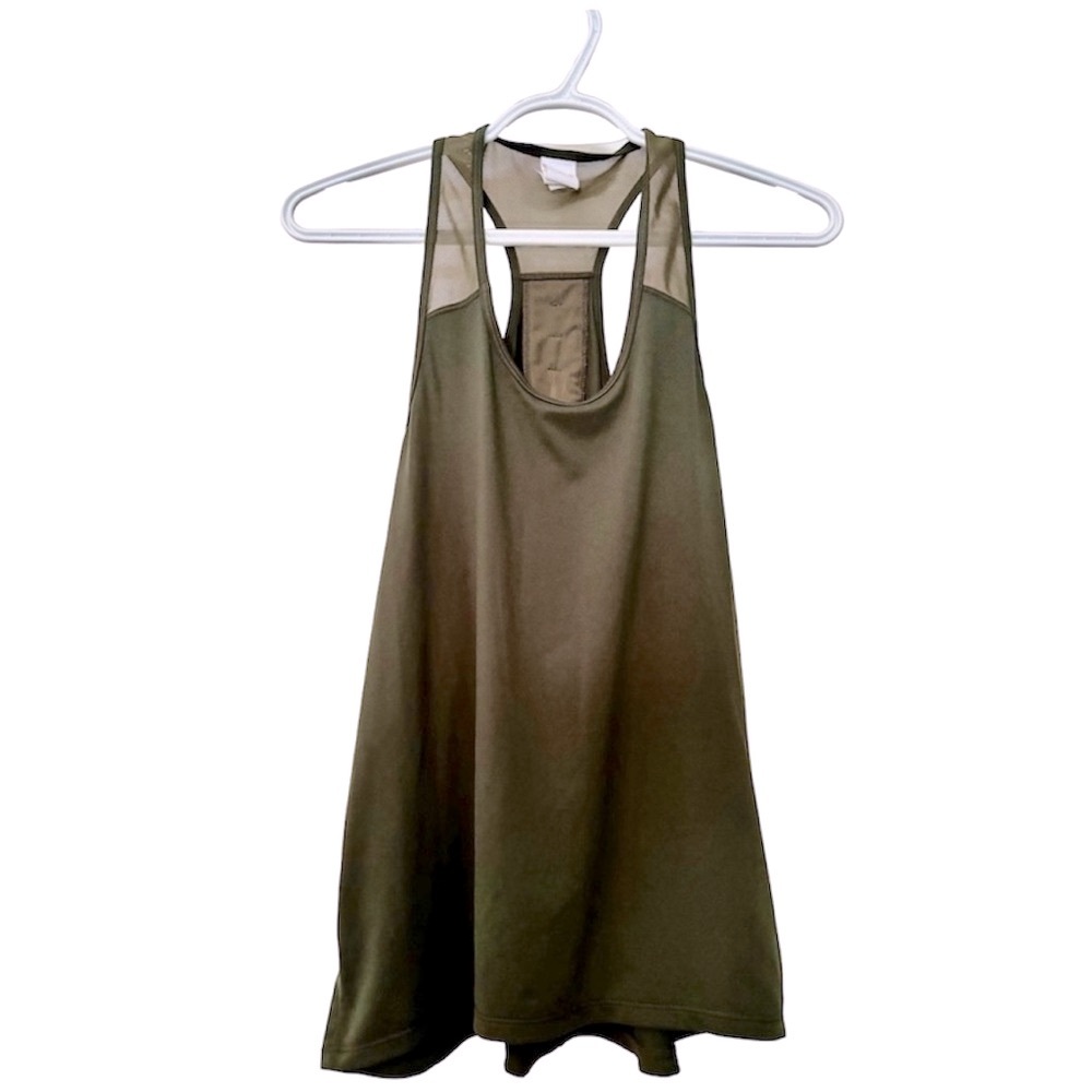 LOLE tank top with beautiful mesh insert, green, Size XS